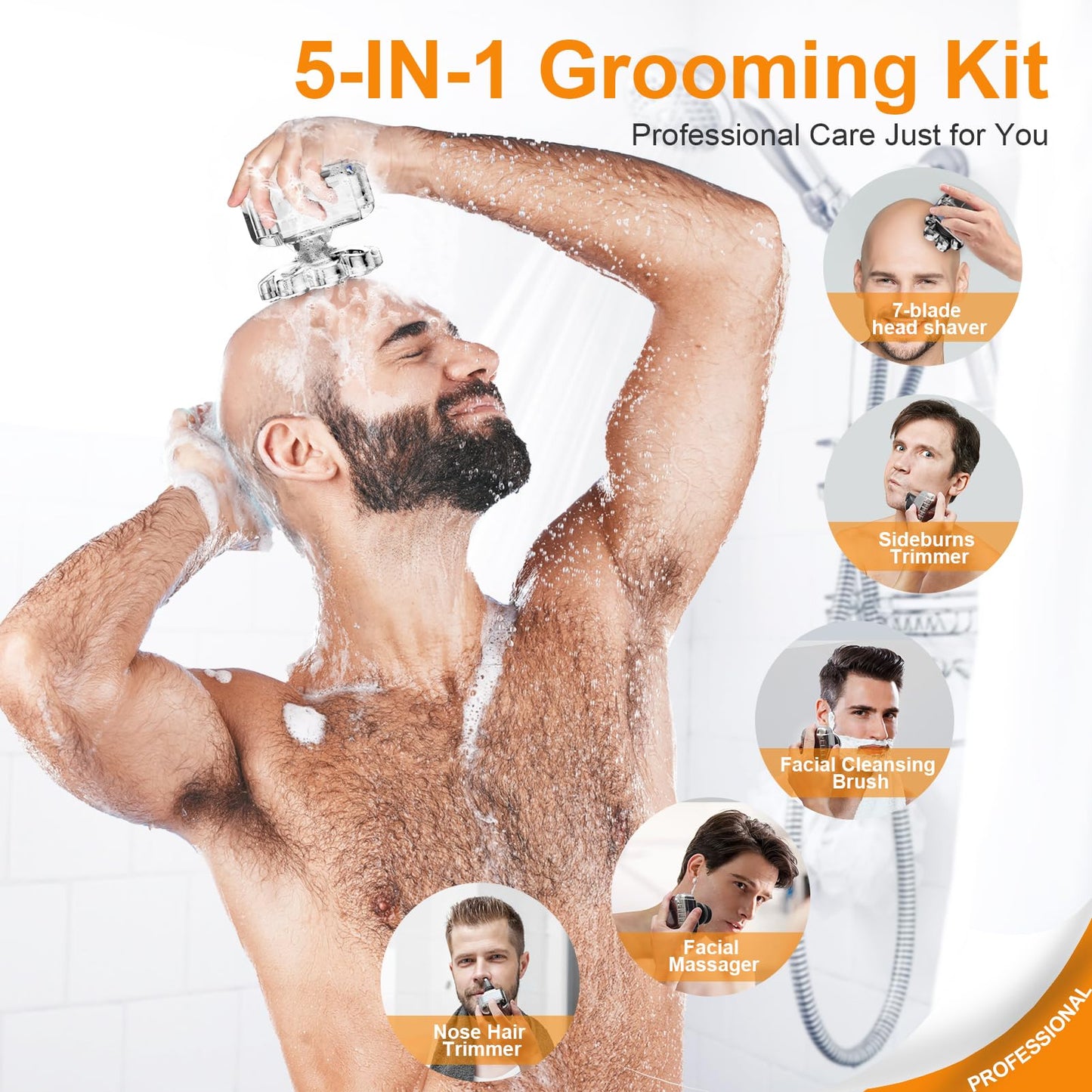 Head Shaver for Bald Men,2024 Upgrade 9-in-1 Men’s Electric Shaver Bald Head Shaver for Men,Electric Razor for Bald Men IPX7 Waterproof Rotary Shaver Grooming Kit with LED Display