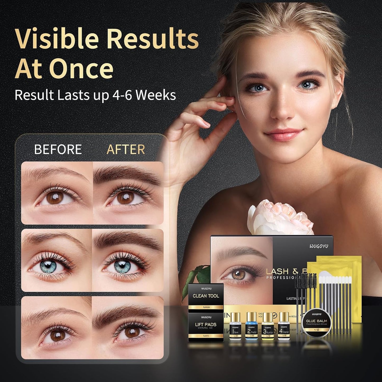 Lash Lift Kit - Professional Eyelash & Brow Lamination 2-in-1 | Fuller, Thicker Brows for Salon & Home Use