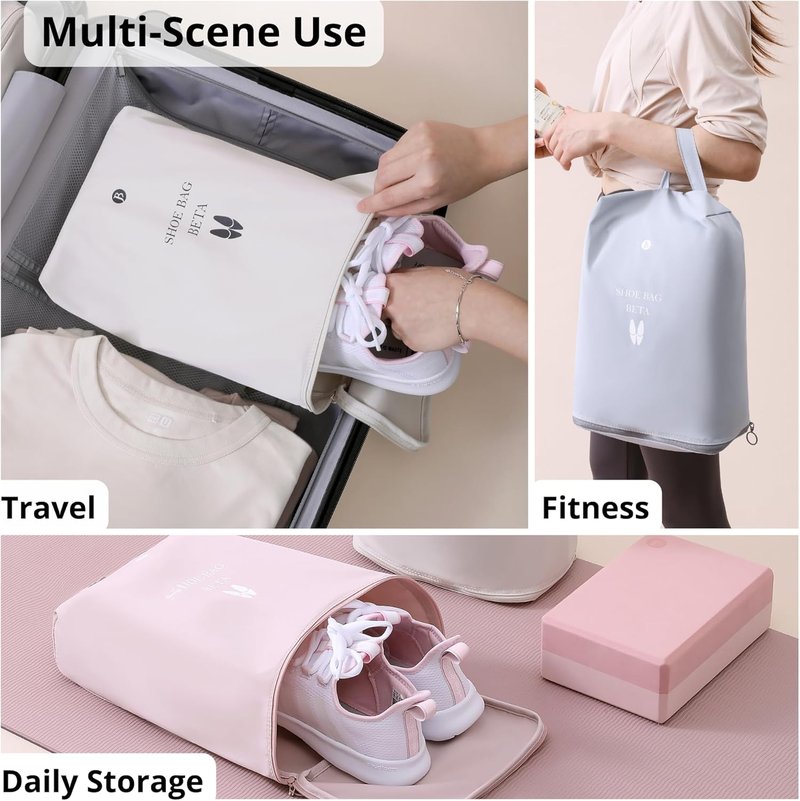Shoe Bags for Travel - Waterproof Storage Organizer with Zipper | 1 Pack, Beige