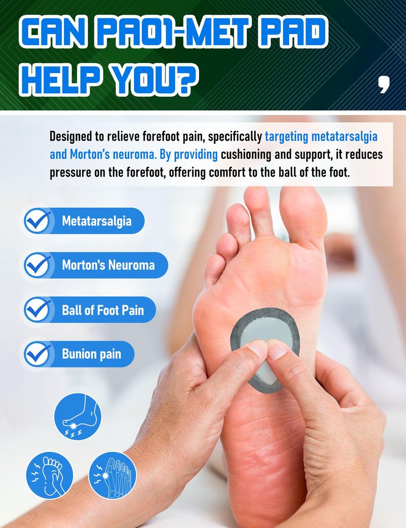 Orthostride Metatarsal Pads for Men, Ball of Foot Cushions for Pain Relief, Comfortable Forefoot Support for Metatarsalgia and Morton's Neuroma, 1/3 Inch Thick Self-Adhesive Foot Pads, 2 Pairs L