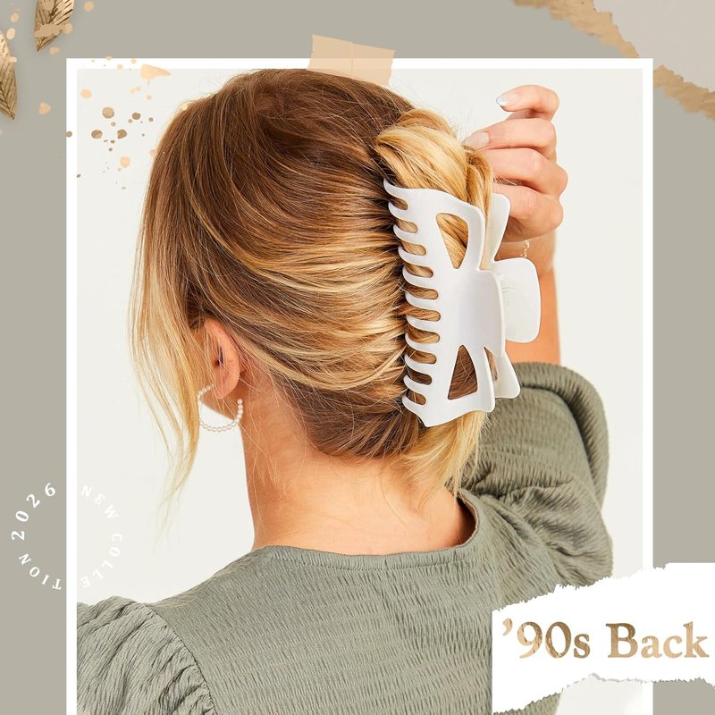 Large Mello Claw Clips for Long Thick Hair - Flexible Silicone Jaw Clips | 5.5” Latte (4-Pack)
