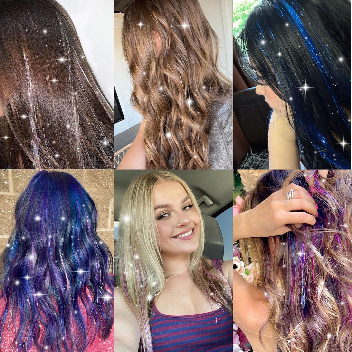 Obinying Hair Tinsel Pack of 18 Pcs Hair Tinsel Clip in 20.5 Inch Glitter Tinsel Hair Extensions Clip in Hair Tinsel Kit Party Festival Fairy Hair Accessories for Girls Women Kids (Green)