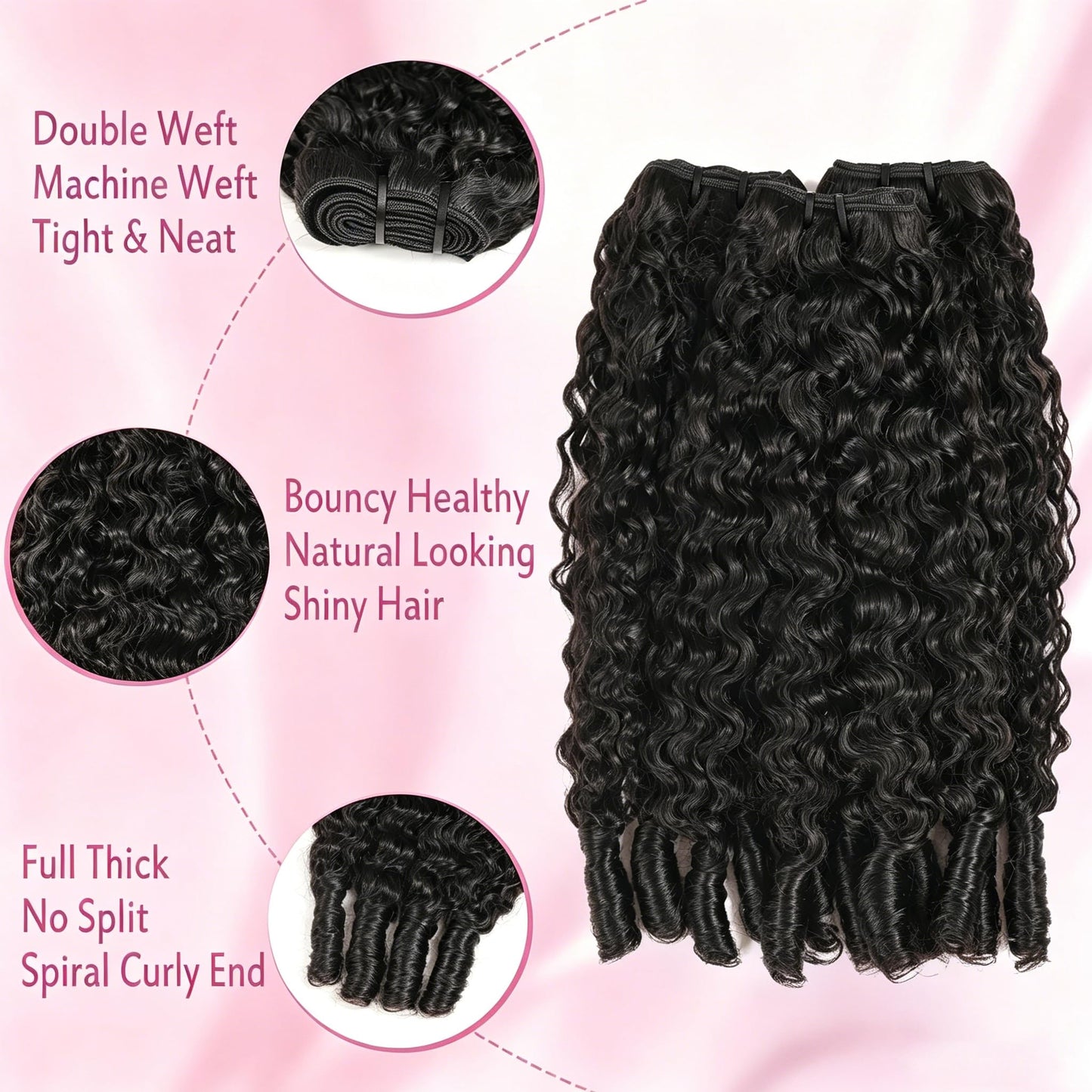 20 22 24 Inch Burmese Curly Human Hair Bundles 3C4A Water Wave 100% Unprocessed Virgin Hair Double Weft Quick Weave Extensions for Women Natural Color (Only 3 Bundles without Closure)