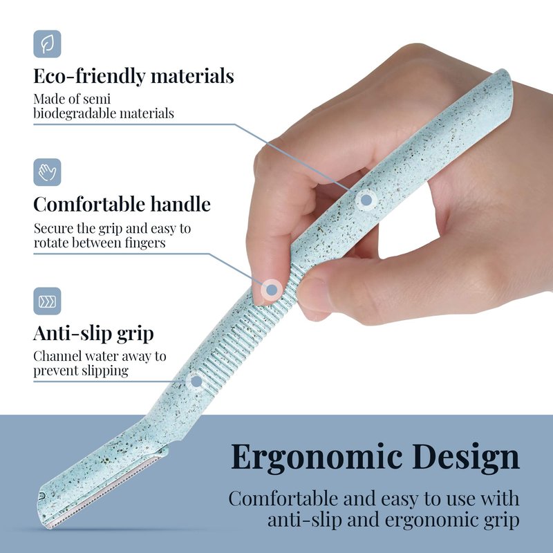 ENNVA 3pcs Dermaplane Facial Hair Removal Razor for Women - Anti-Cutting Protective Blades, Ergonomic Handle, Hygienic Disposable Blades
