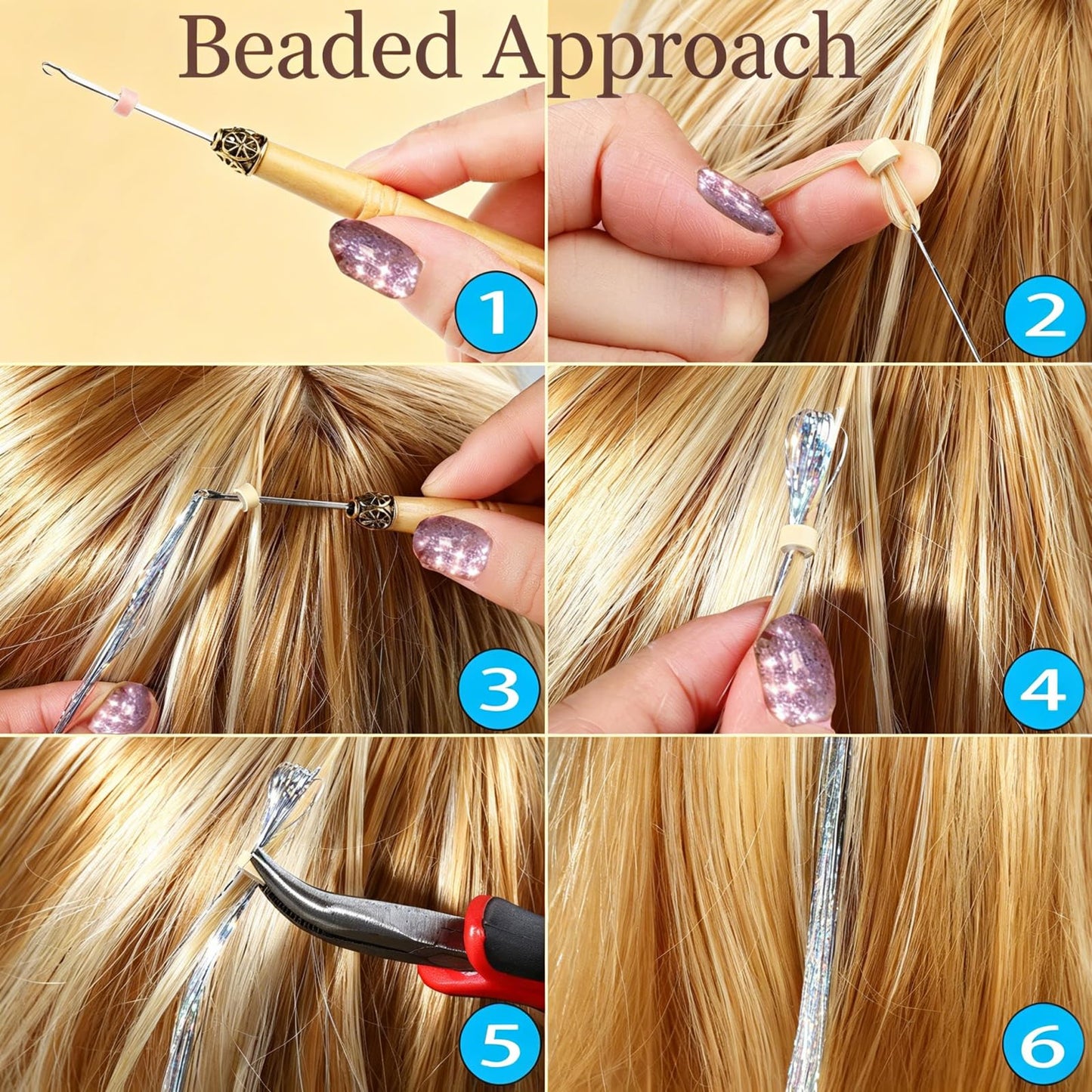 HandWig Hair Tinsel Kit 18 Colors 47 Inch Heat Resistant Reusable Stretchable Durable Shiny Hair Tinsel Strands for Women Girls Daily Wear Festival Party Cosplay Halloween Christmas Hair Accessories