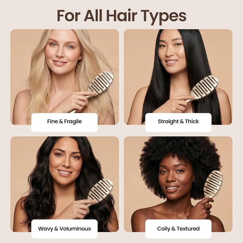 Pain-Free Flex Detangler Brush - 360 Omni-Flex for All Hair Types | Anti-Breakage, Non-Slip Grip