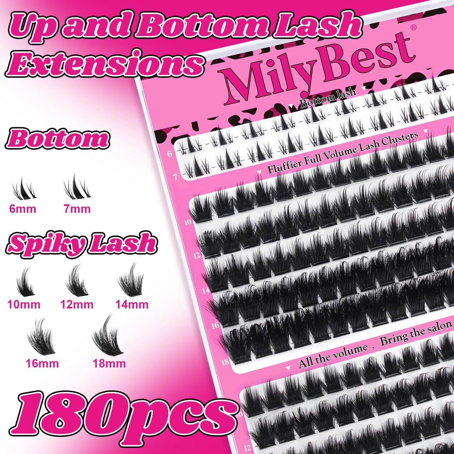 Cove Lash Clusters Kit Eyelash Clusters with Bottom Lashes 10-18mm Manga Fairy Individual Lashes Wispy Fluffy Cluster Eyelash Extensions Bond & Seal Spiky D Curl Lash Extension Kit by MilyBest