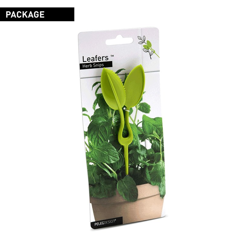 Peleg Design Leafers Herb Scissors Set, Multipurpose Plastic Cutting Shears for Snipping Herbs, Green Herb Cutter with Leaf Design - Kitchen Gadget