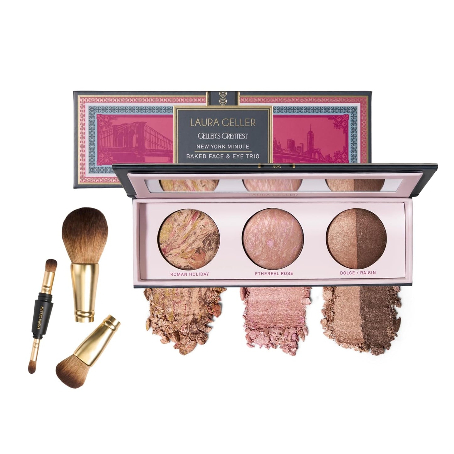 Laura Geller Gellers Greatest Kit - Baked Face & Eye Palette + 4-in-1 Travel Makeup Brush Set