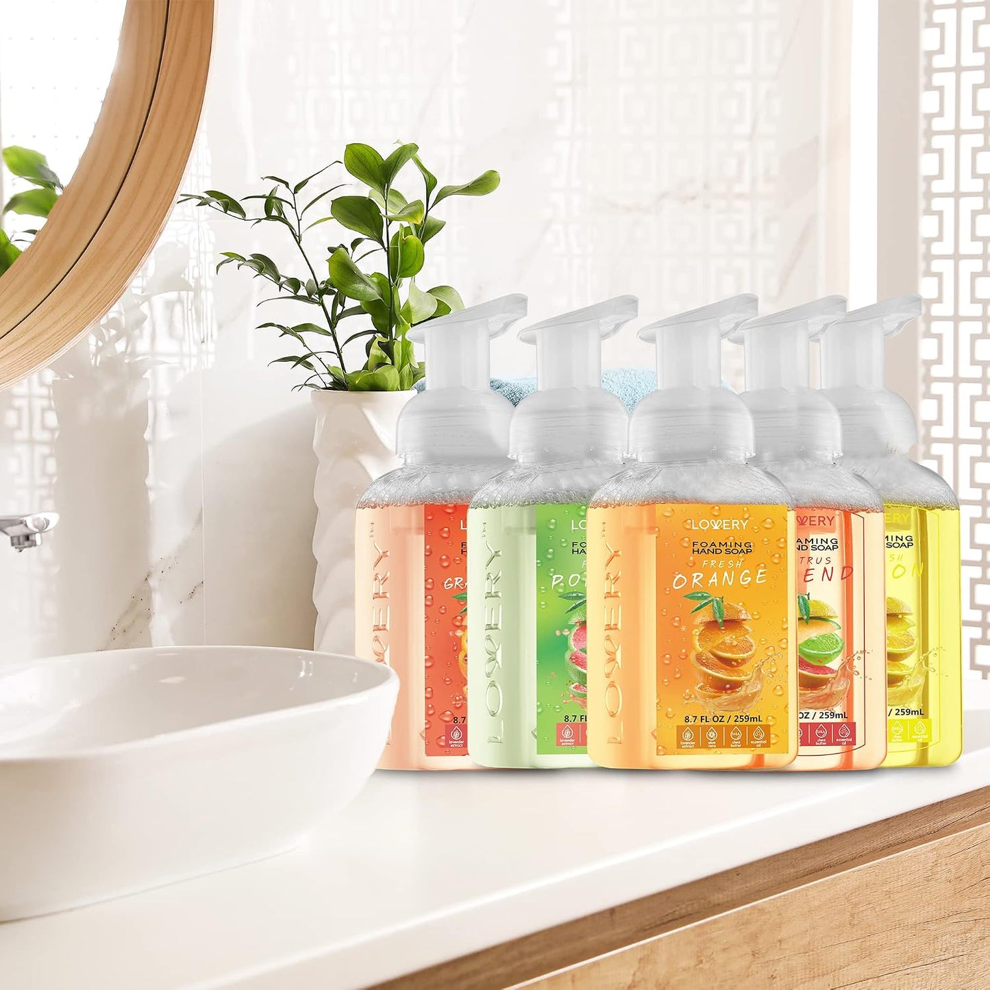 Moisturizing Foaming Hand Soap Pump - 5-Pack | Aloe Vera & Essential Oils, Citrus Blend Fragrances for Kitchen & Bathroom