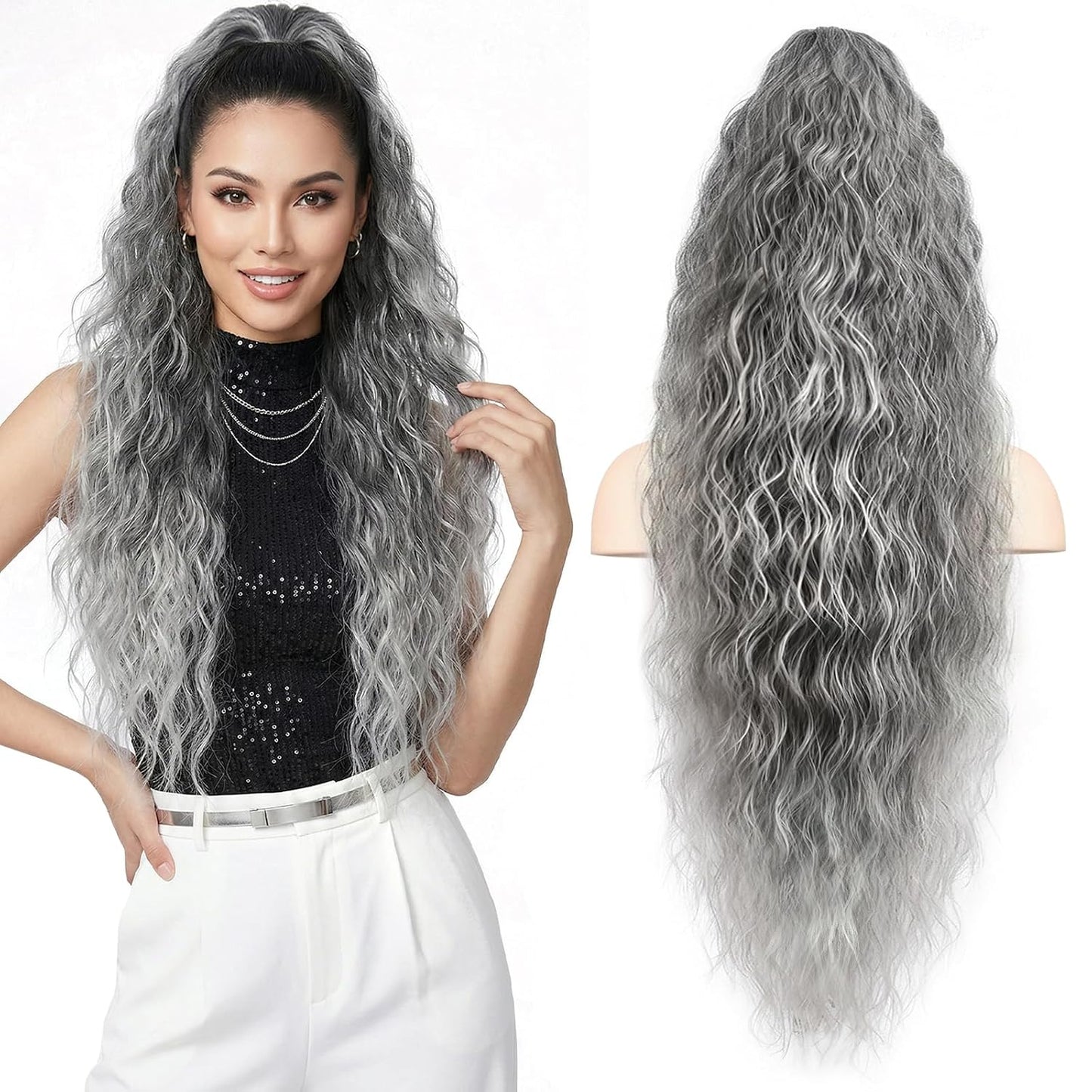 Claw Clip Ponytail Extension - 12 Inch Curly Synthetic Hair Extension | Chocolate Brown