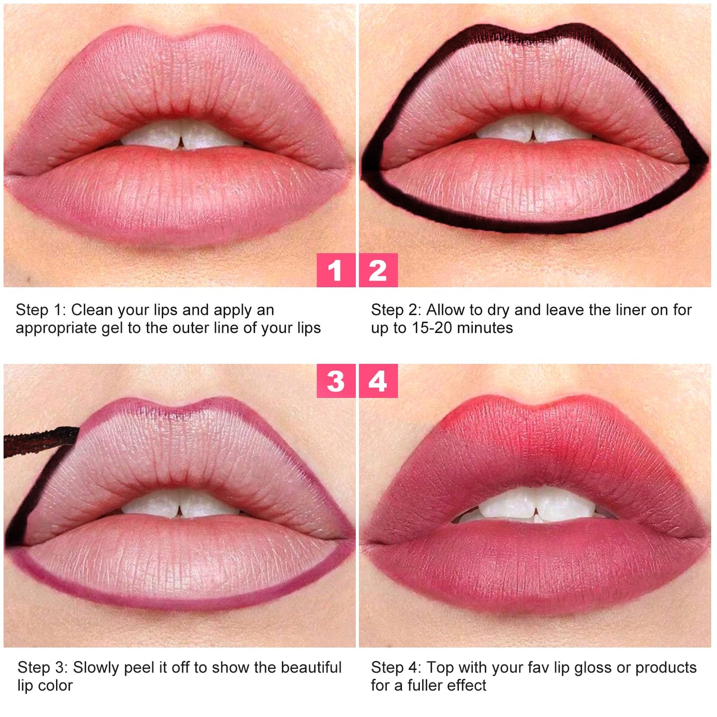 Ursoulney Lip Stain Peel Off - Long Wear Tattoo Lip Liner, Waterproof & Transfer-proof Peel Off Lip Stain with Matte Finish, Gifts for Women (Coral Red, 1 Count(Pack of 1))