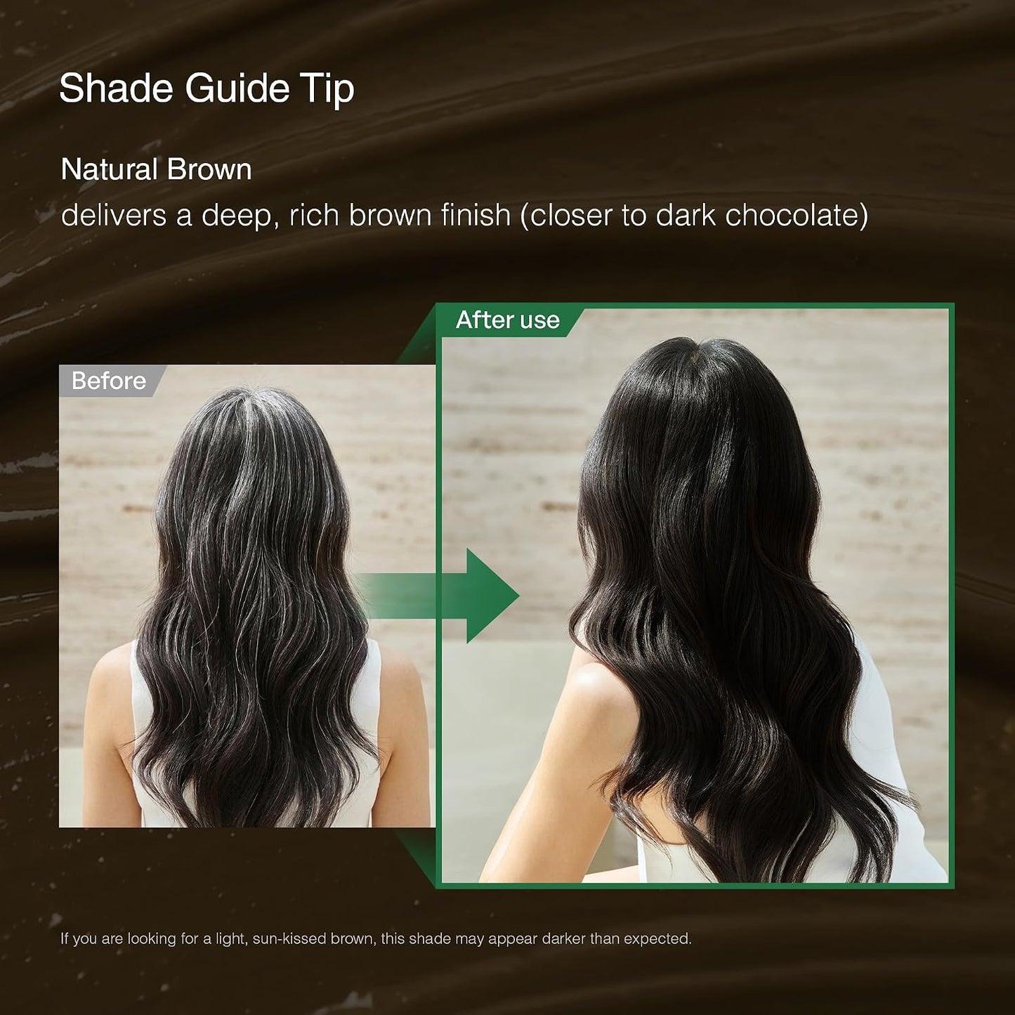 Natural Brown Korean Hair Dye - Ammonia-Free, PPD-Free Color Powder for 100% Gray Coverage | 3 Packets