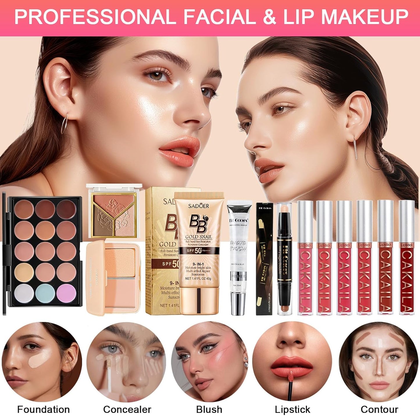 Makeup Kit for Women - All-in-One Travel Gift Set | Eyeshadow, Lipstick, Eyeliner & Brushes