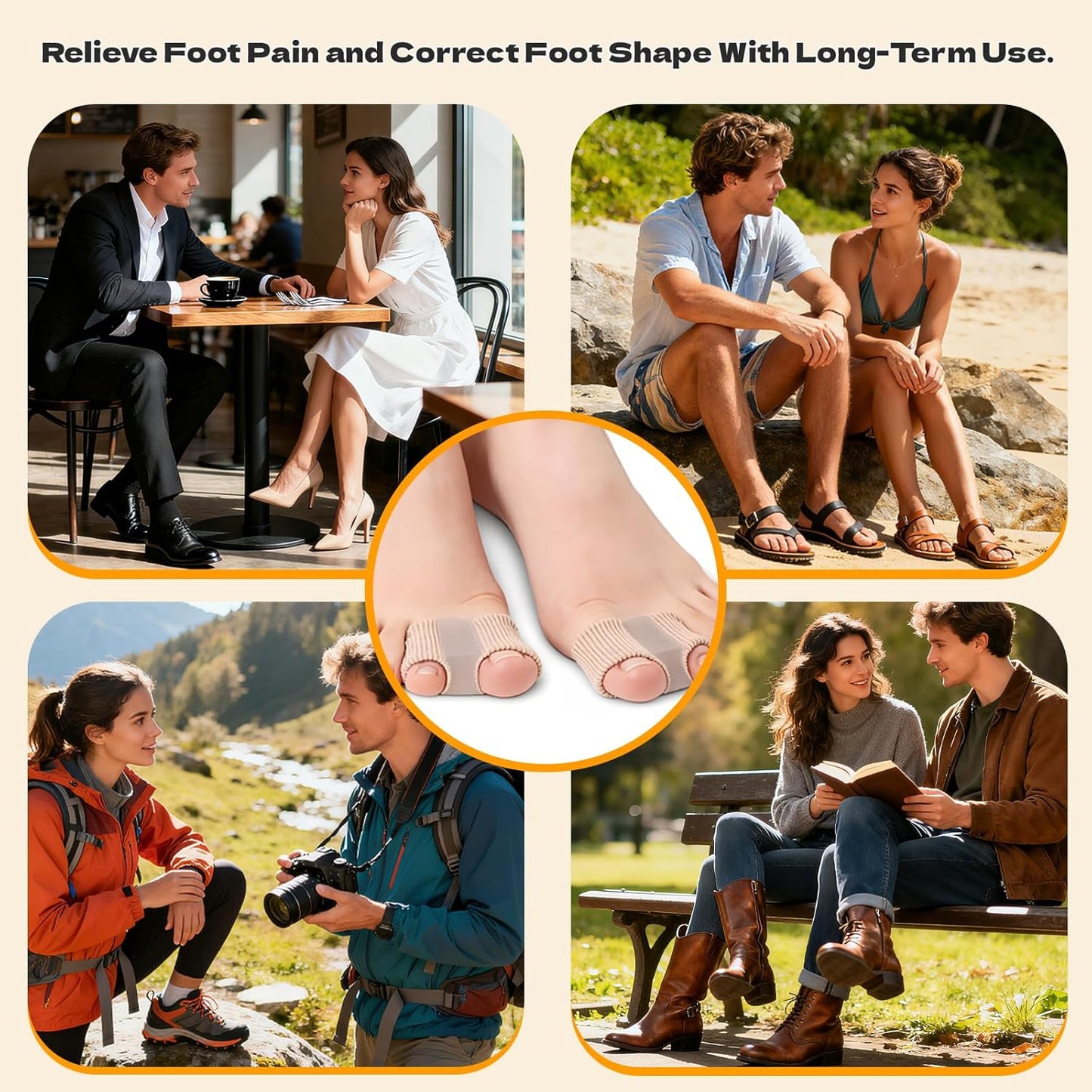 Toe Spacers - 4 PCS Toe Separators for Overlapping Toes | Bunion Corrector & Hammer Toe Straightener