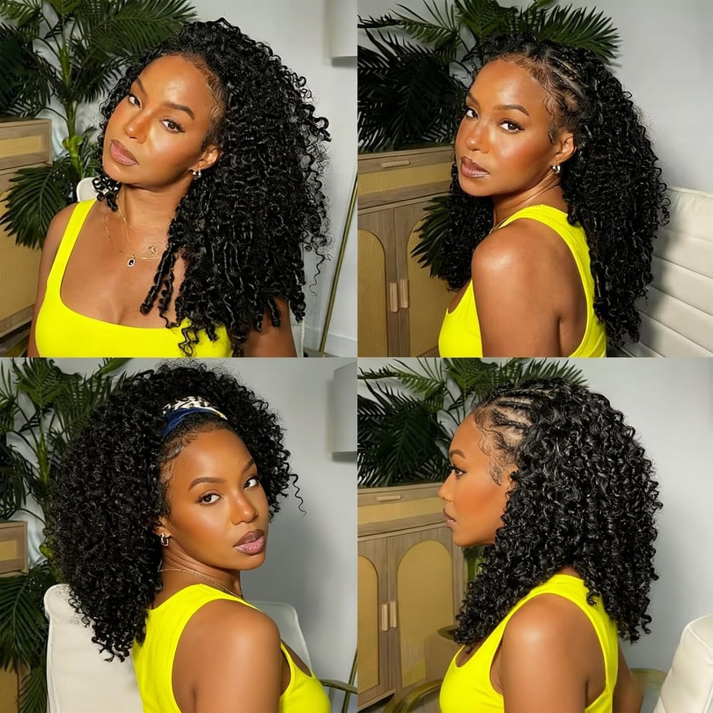 Half Wig Human Hair - 12 Inch Deep Wave Seamless Flip Over | Curly Drawstring Style in Natural Color