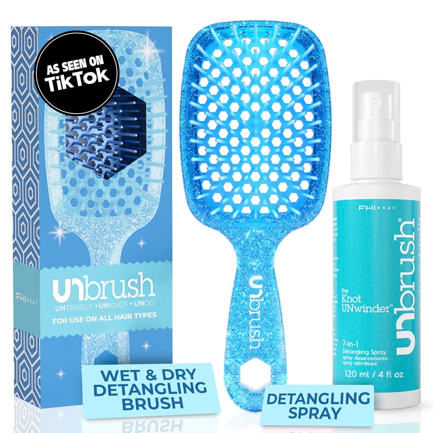 FHI Heat Unbrush & Unwinder Spray - Hair Detangler & Heat Protectant 8 oz