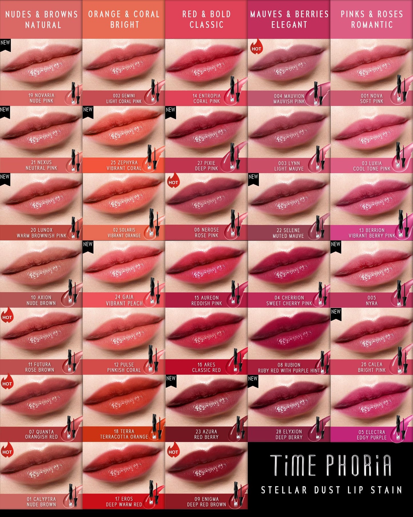TIMEPHORIA Stellar Dust Lip Stain 08 Rubion, Transfer-Proof &Smudge-Proof Lip Gloss, Ruby Purple Red Tinted Glossy Finish, High-Pigment Vibrant, Hydrating Lightweight Long-Lasting Lip Makeup for Women