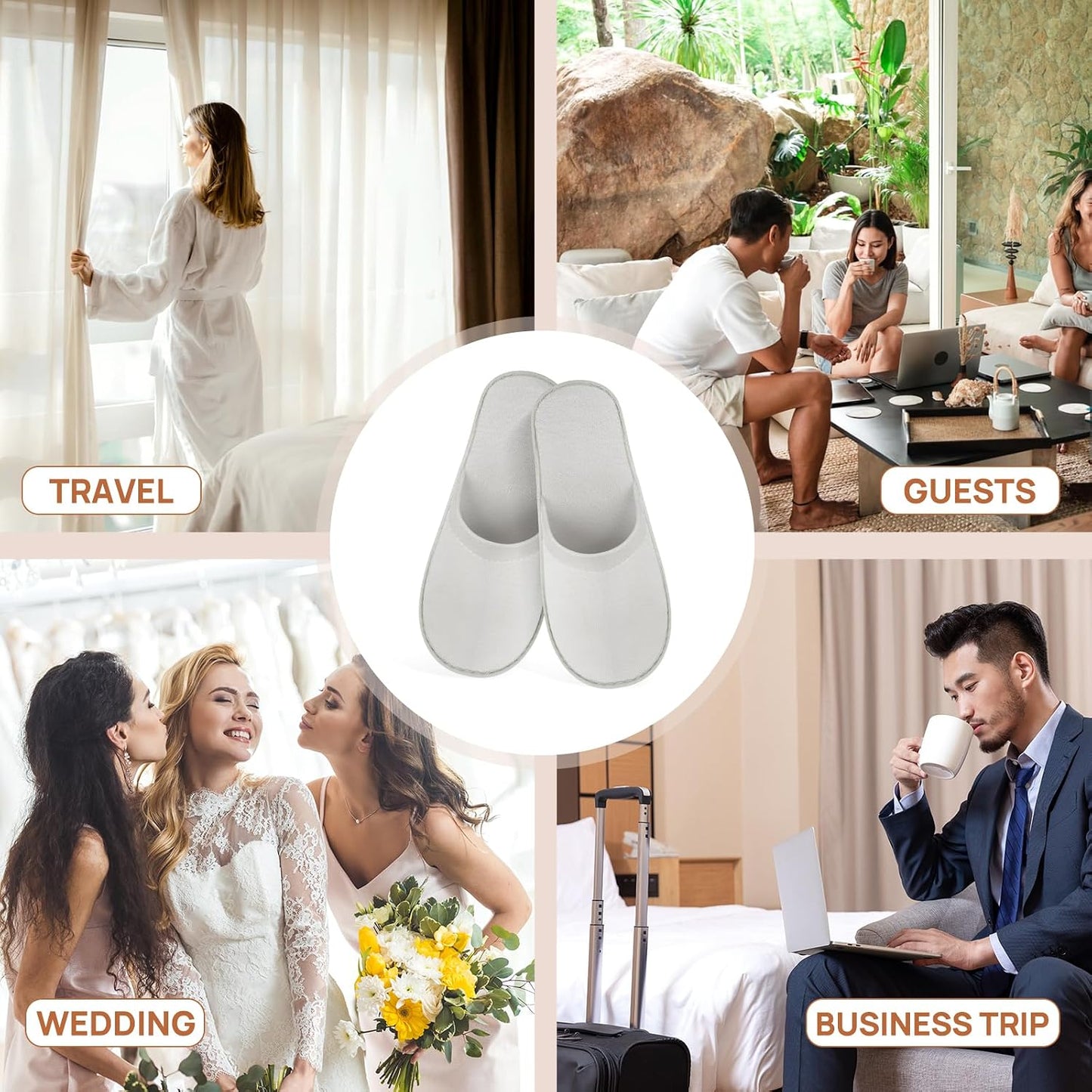 Disposable Slippers for Guests - 44 Pairs, Non-Slip EVA, Fits US Men 10 & Women 11 | Ideal for Spa, Hotel, Wedding, Travel