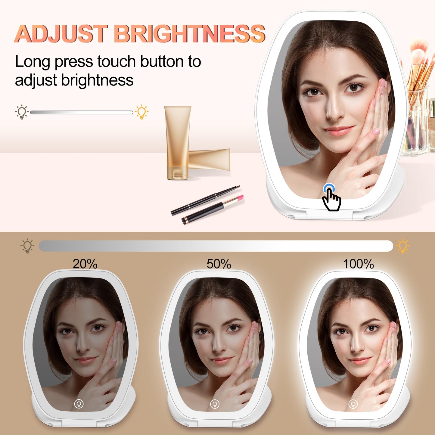 COSYGLOW Travel Makeup Mirror with Light, Portable Hexagon Vanity Mirror