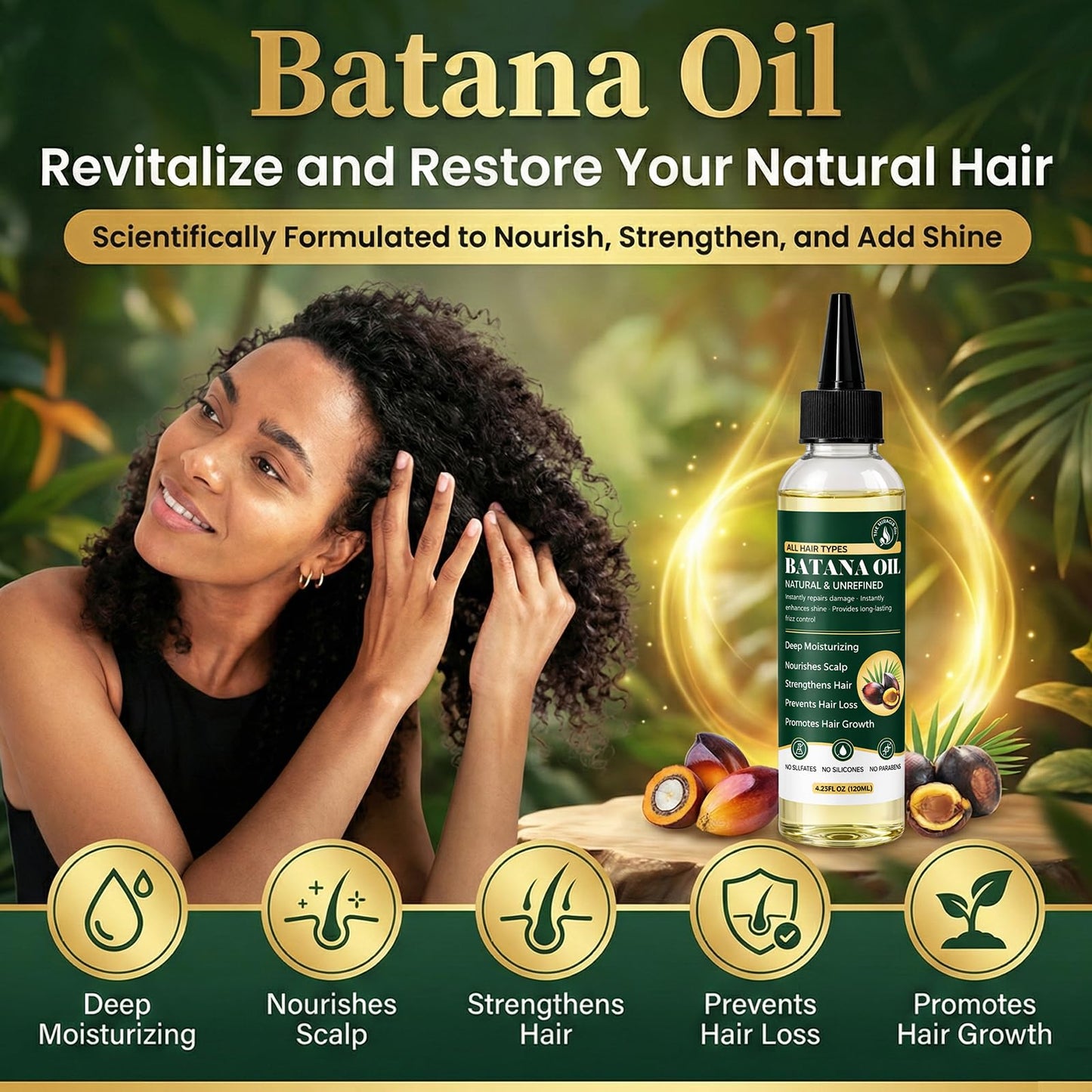 Paistely Batana Oil for Hair Growth, Raw Batana Oil, 100% Pure & Natural, Prevents Hair Loss, Deeply Nourishing Scalp for Thicker & Stronger Hair for Women & Men, 4.23Fl Oz (120ml)