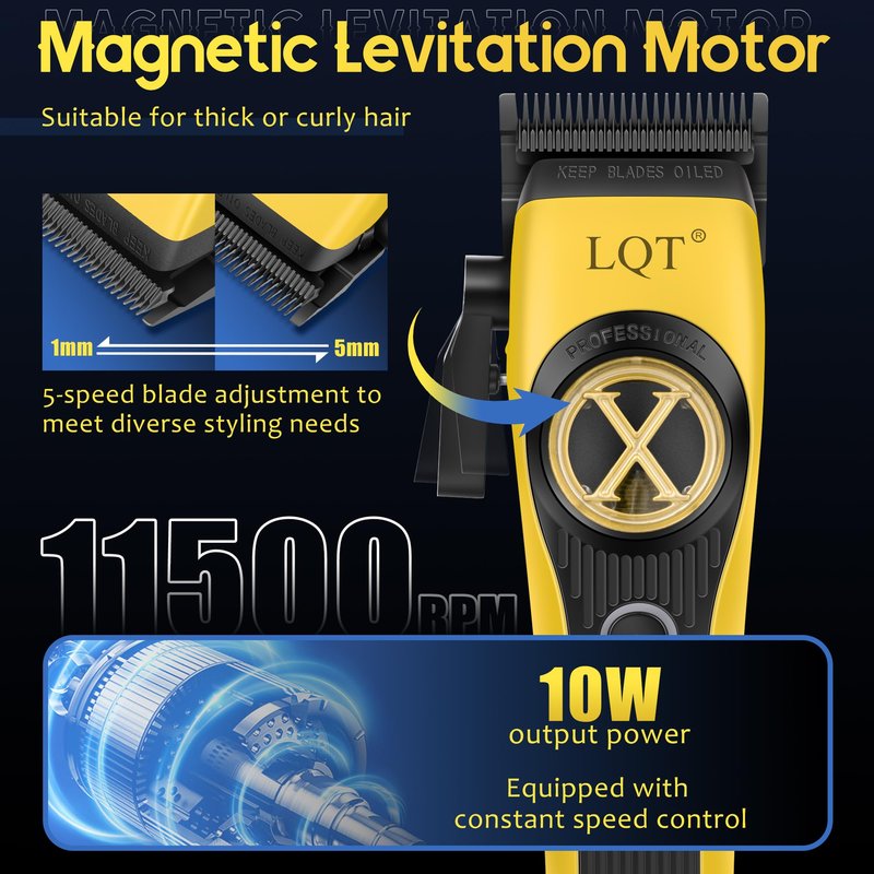 LQT Professional Hair Clippers for Men Rechargeable - 9000 RPM Cordless Barber Clippers Set with Trimmer, Case & Powerful Motor for Home & Salon Hair CuttingIdeal Gift for Father's Day