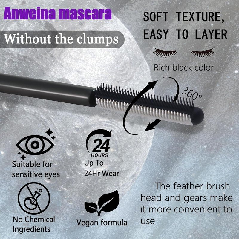 Iron Wand Mascara - 3D Curling Eyelash Mascara for Natural Length & Volume | Long-Lasting, Smudge-Proof (Black)