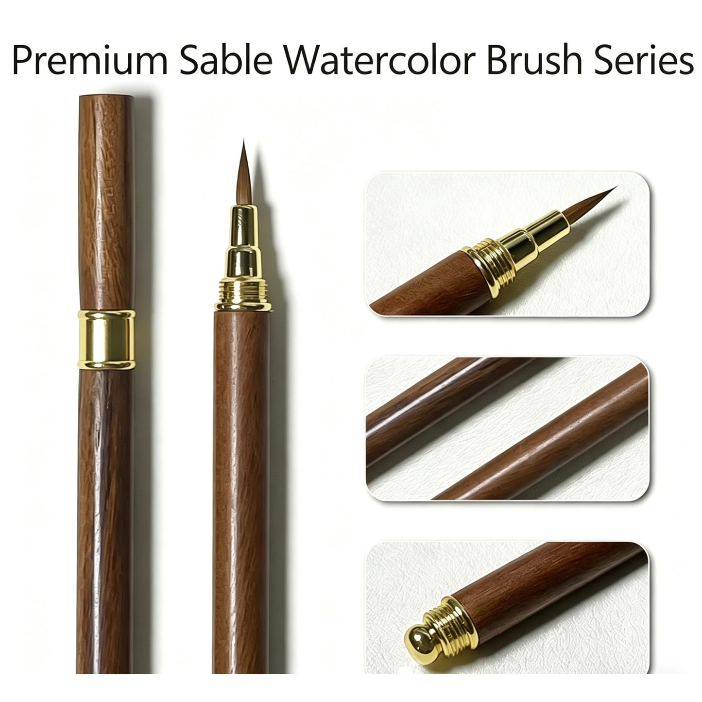 Calyuna Kolinsky Nail Art Brush, Wooden Handle, Soft Bristles for Flower Drawing, Gel Polish, Acrylic Nail Art