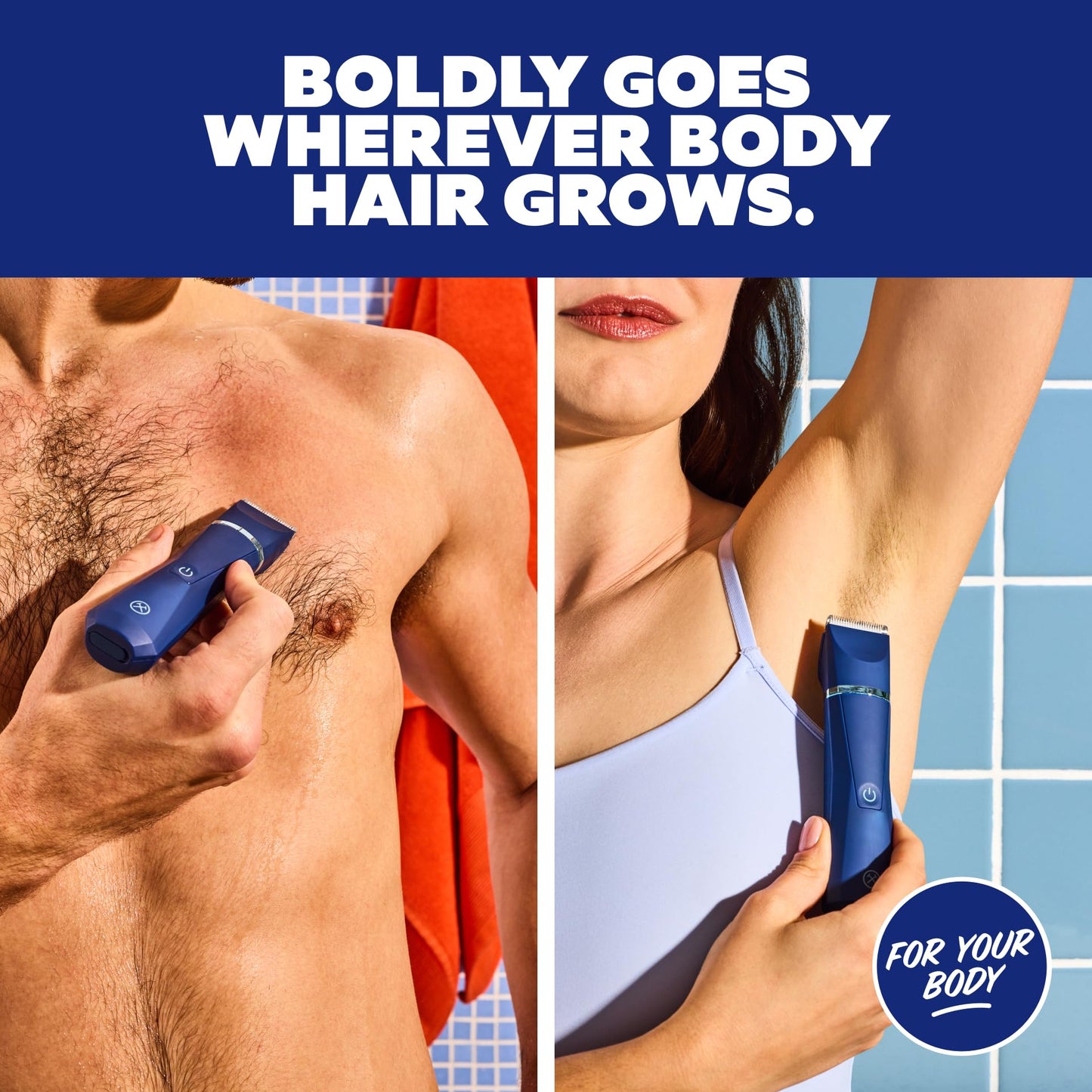 Dollar Shave Club | for Your Body Trimmer | Shower Safe, Ceramic Blades for Smooth Passes, | Body, Genitals, and Private Areas Electric Shaver for Men, IPX7 Waterproof Pubic Hair/Area Shaver