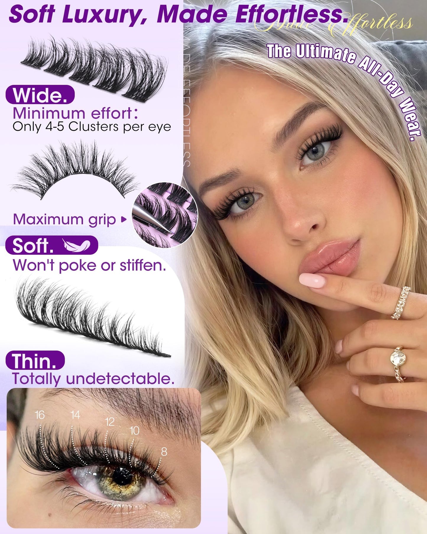Wispy Lash Clusters 8–16mm Fluffy Natural Eyelash Clusters CC Curl Individual Lashes DIY Lash Extensions Clusters Faux Mink Lash Clusters by Yawamica
