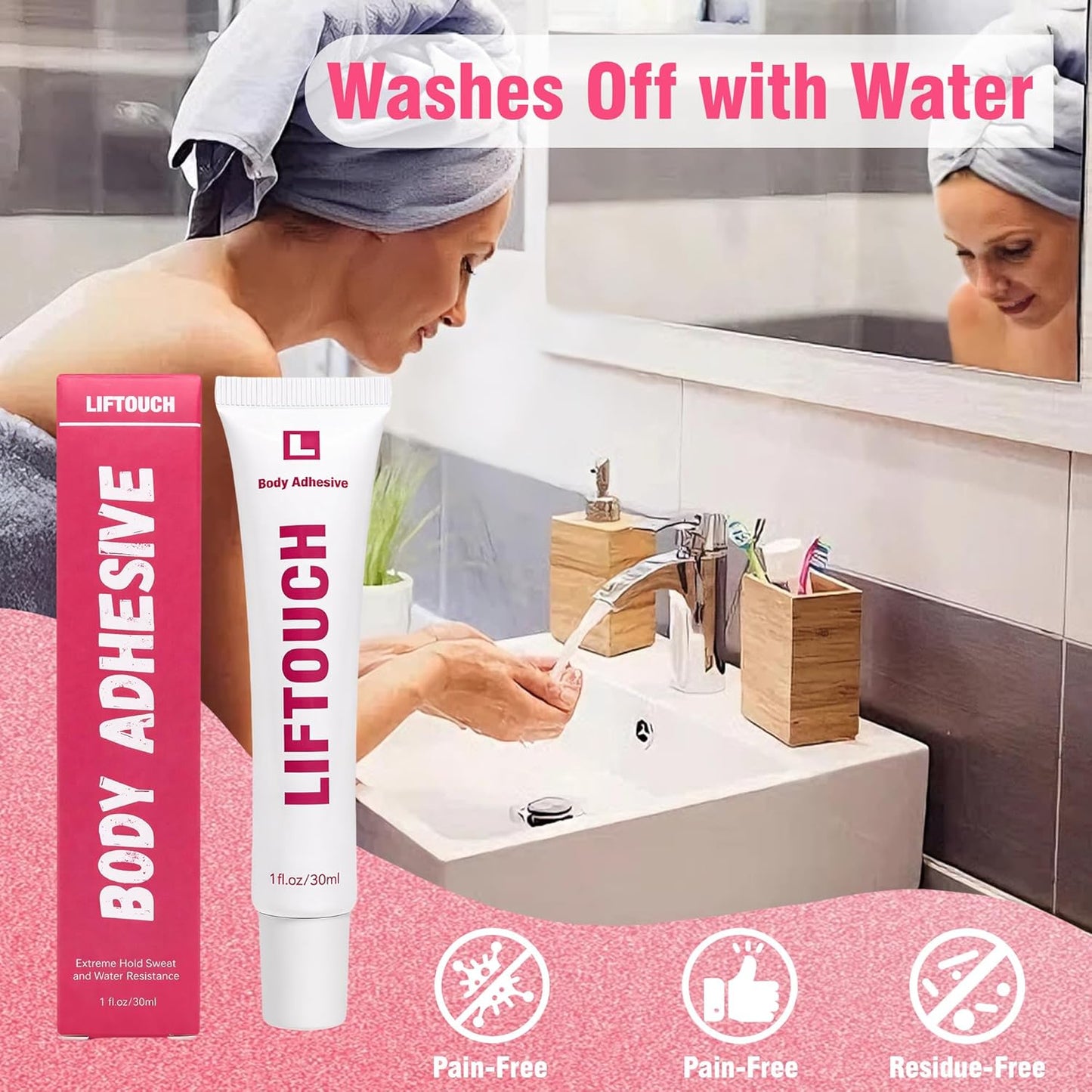 Body Adhesive Glue for Clothes - Sweat Proof, Water Wash Off Fabric-Safe Liquid | 30ml for Strapless Dresses & Blouses