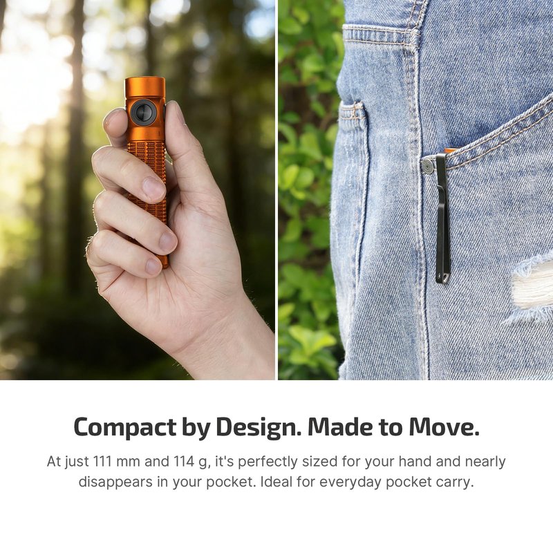 OLIGHT Baton4 Pro EDC Flashlight Rechargeable, 1600 Lumens Small Pocket LED Light with Tactical Switch and Magnetic & USB C Dual Charging, IPX8 for Home Use, Camping, Outdoor and Emergency (Orange)