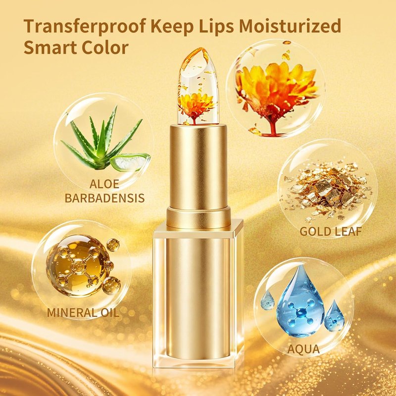 Color Changing Lipstick - Daisy Flower Jelly Tinted Lip Balm, Temperature Adjusting, Moisturizing & Long Lasting | Transferproof Gloss