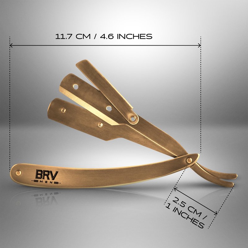 BRV MEN Straight Razor | Titanium Series | 100 Single Edge Blades | Straight Edge Razor | Shavette | Barber Razor | Mens Shaving Knife | Straight Razor Kit | For Men (Titanium Bronze)