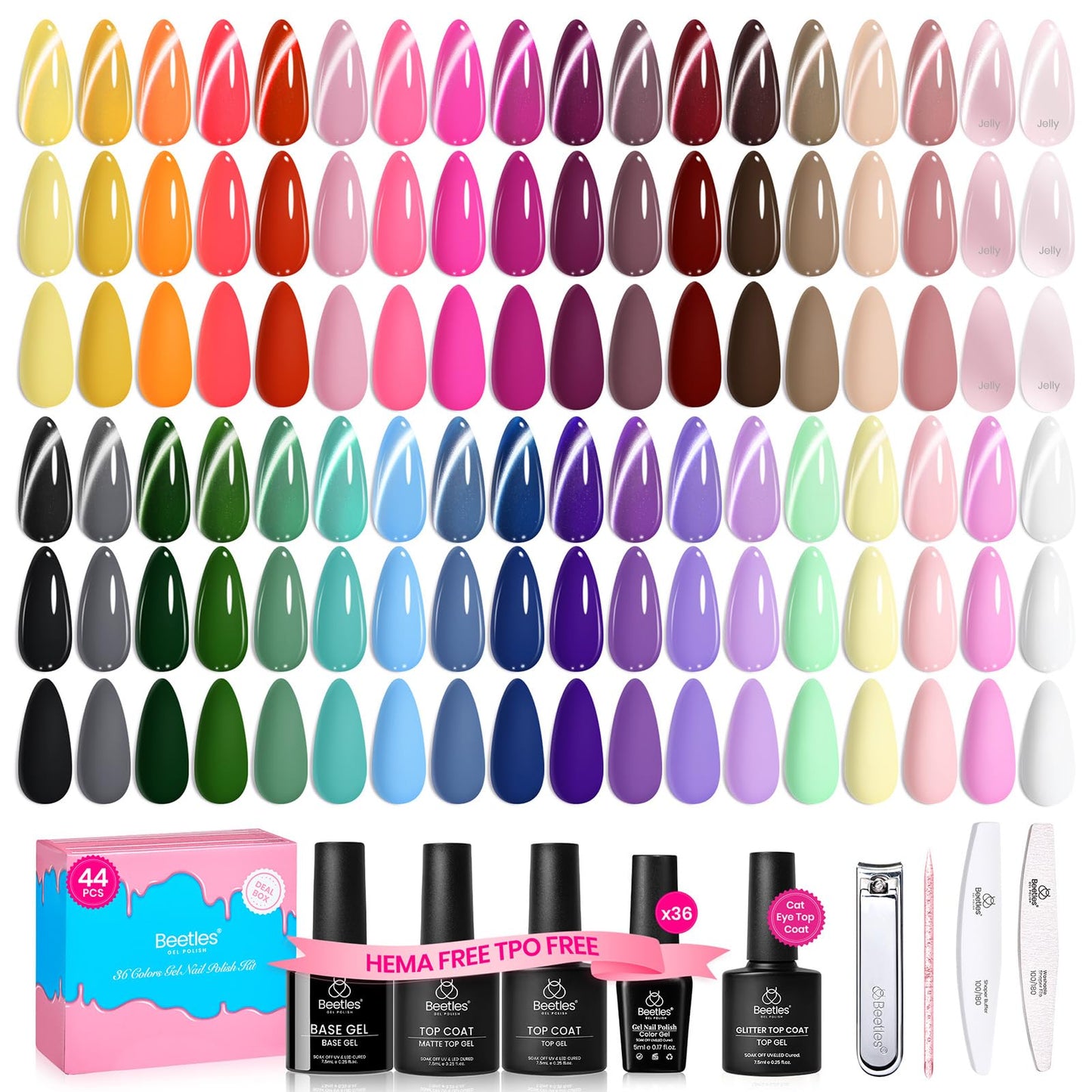 Beetles Deal Box 36 Colors Fall Gel Nail Polish Set Hema and TPO Free