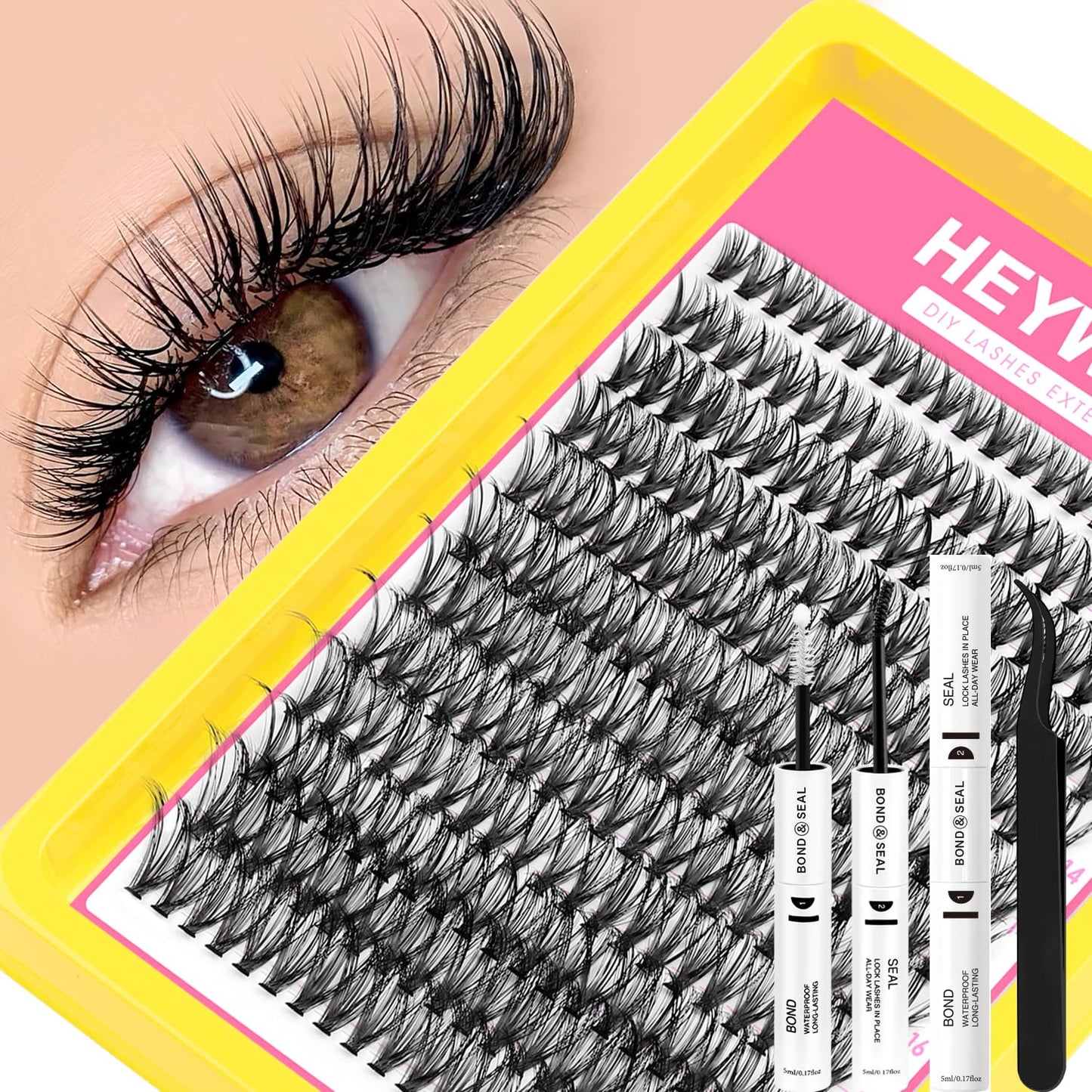 Lash Clusters Kit - 60D, 80D, 100D Thick Individual Eyelash Extensions | DIY Home Use 12-18mm