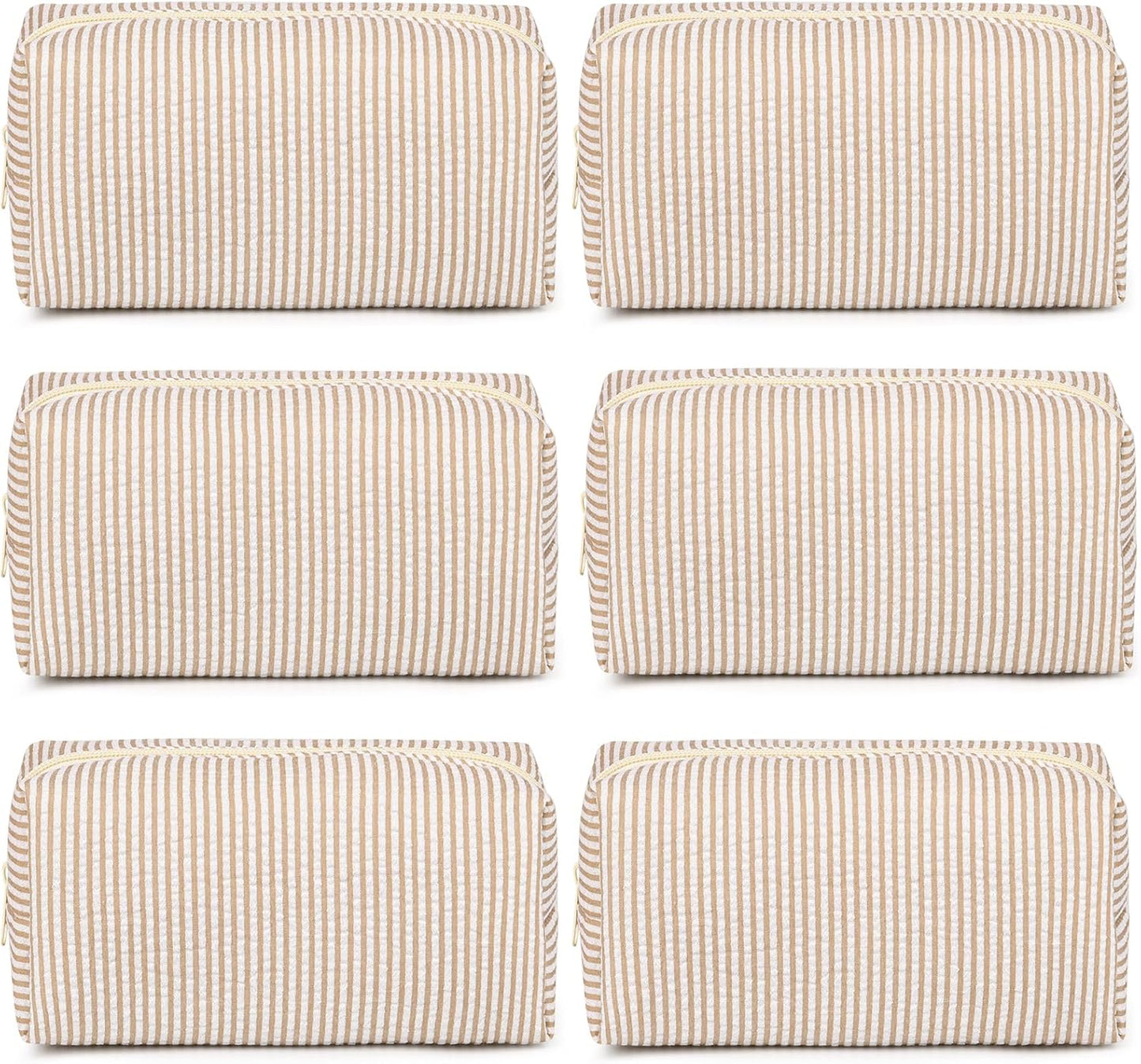 Bridesmaid Proposal Gifts - 6PCS Corduroy Blue Makeup Bags | Wedding Party Favors & Toiletry Organizers
