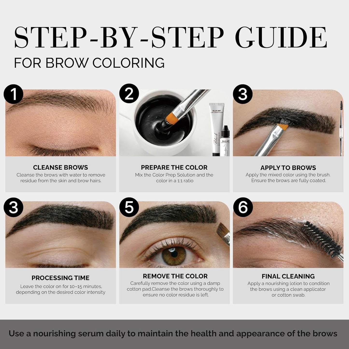 Korean Eyebrow Color Kit - Long-Lasting Black Brow Color for Natural-Looking Brows | Salon & Home Use