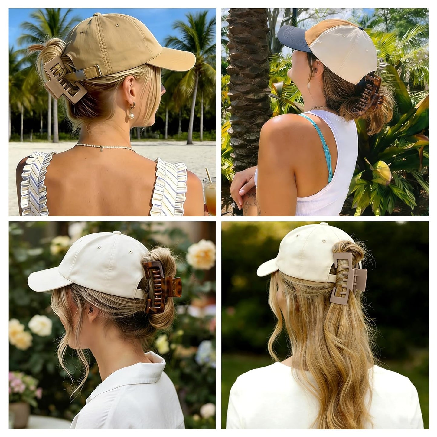 Hair Claw Clips - 6 PCS Non-Slip Strong Hold for Baseball Caps | Ideal for Thick & Thin Hair