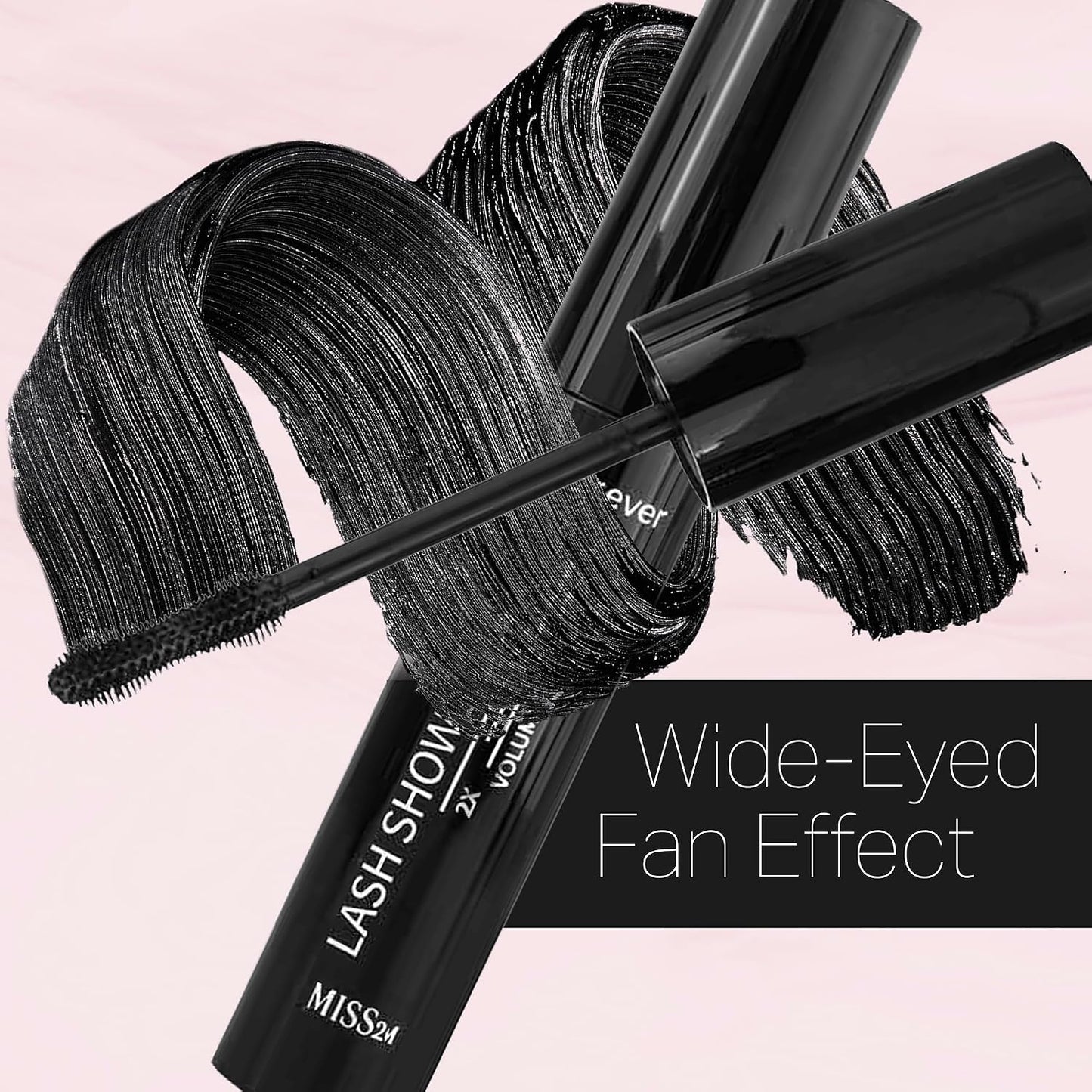 Washable Mascara for 2X Volume & Length - Wide-Eyed Fan Effect, Hourglass Brush | 0.34 Fl Oz