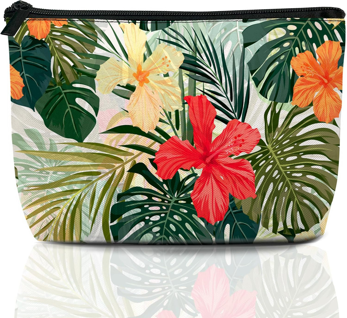 Hibiscus Flowers Travel Makeup Bag - Waterproof Cosmetic Organizer | Mini Portable Pouch for Women, Ideal for Travel & Gifts