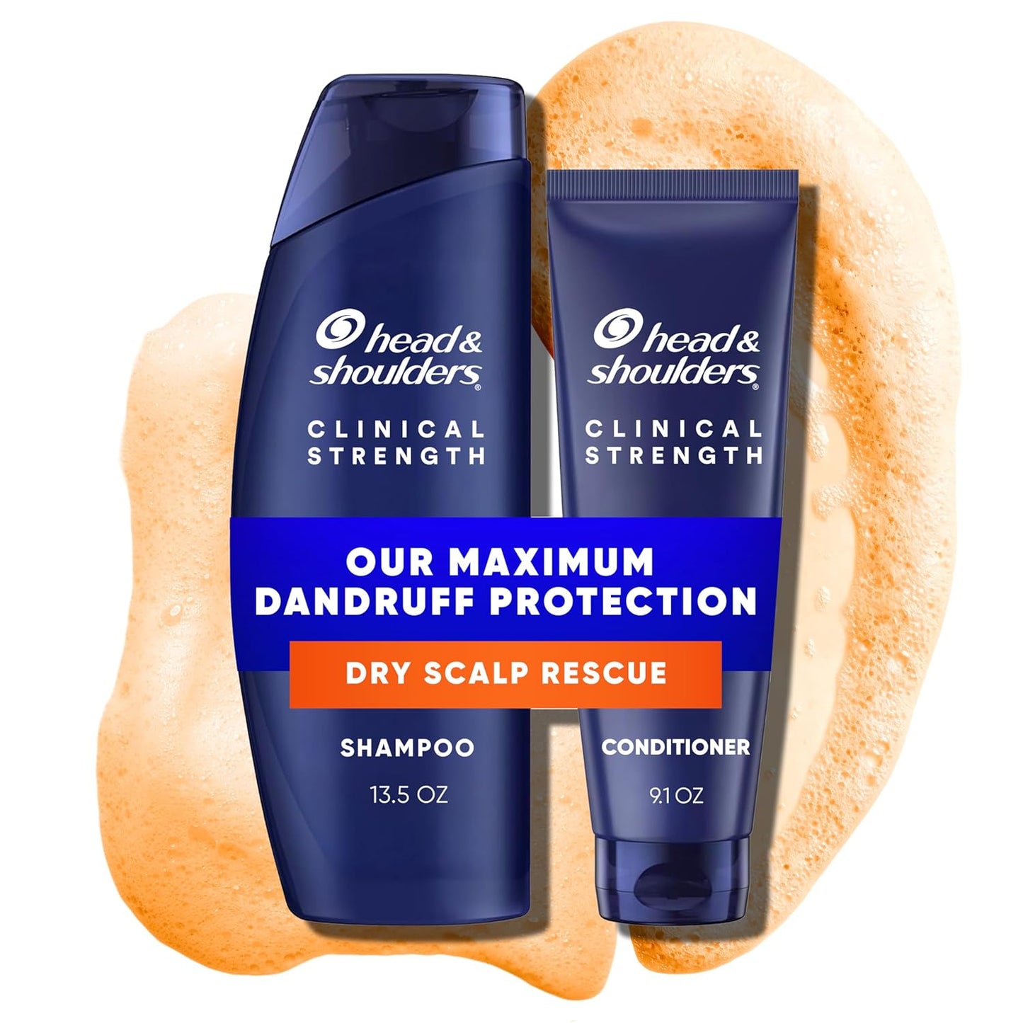 Head & Shoulders Anti-Dandruff Shampoo - Clinical Strength Dry Scalp Rescue, 1% Selenium Sulfide | 13.5 fl oz + Conditioner 9.1 oz