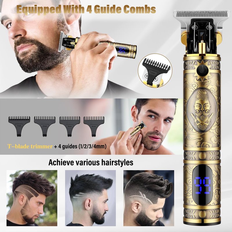 Saoilli Professional Hair Trimmer Hair Clippers for Men, Nose Hair Trimmer Men's Shaver Set,Cordless T-Blade Beard Trimmer Barber Clippers,Electric Foil Shavers Razor for Men Haircutting Kit