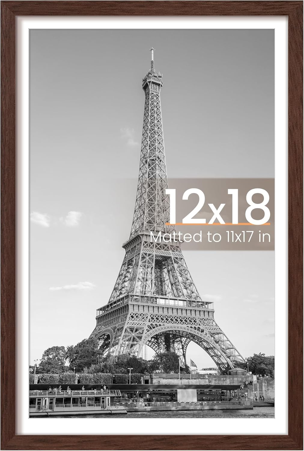 Upsimples 11x14 Picture Frame - Display 8x10 Photos with Mat or 11x14 Without Mat | Black Wall Hanging Frame
