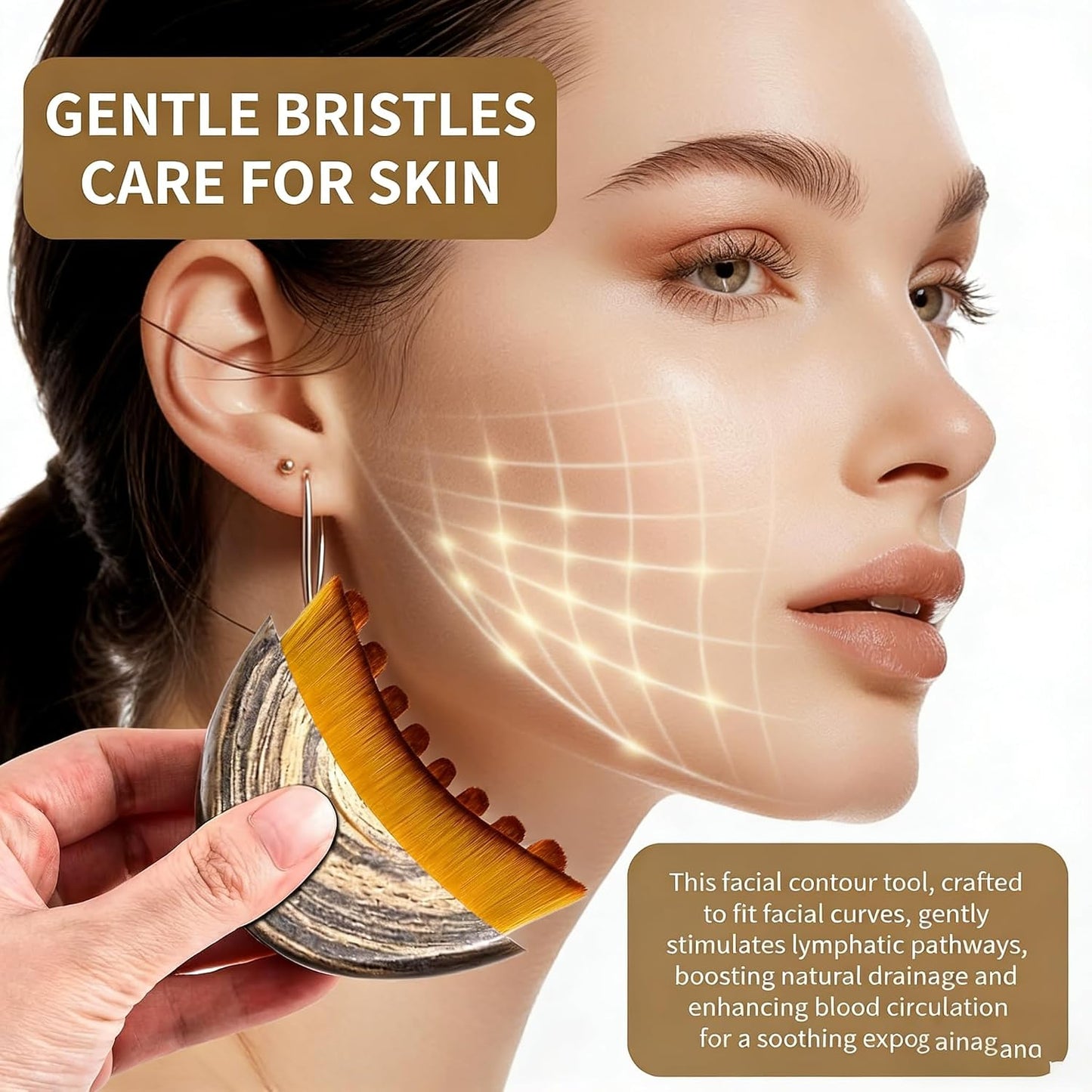 Lymphatic Drainage Massager - Gua Sha Facial Tool for Anti-Puffiness & Double Chin Reduction | Detox Lift for Glowing Skin