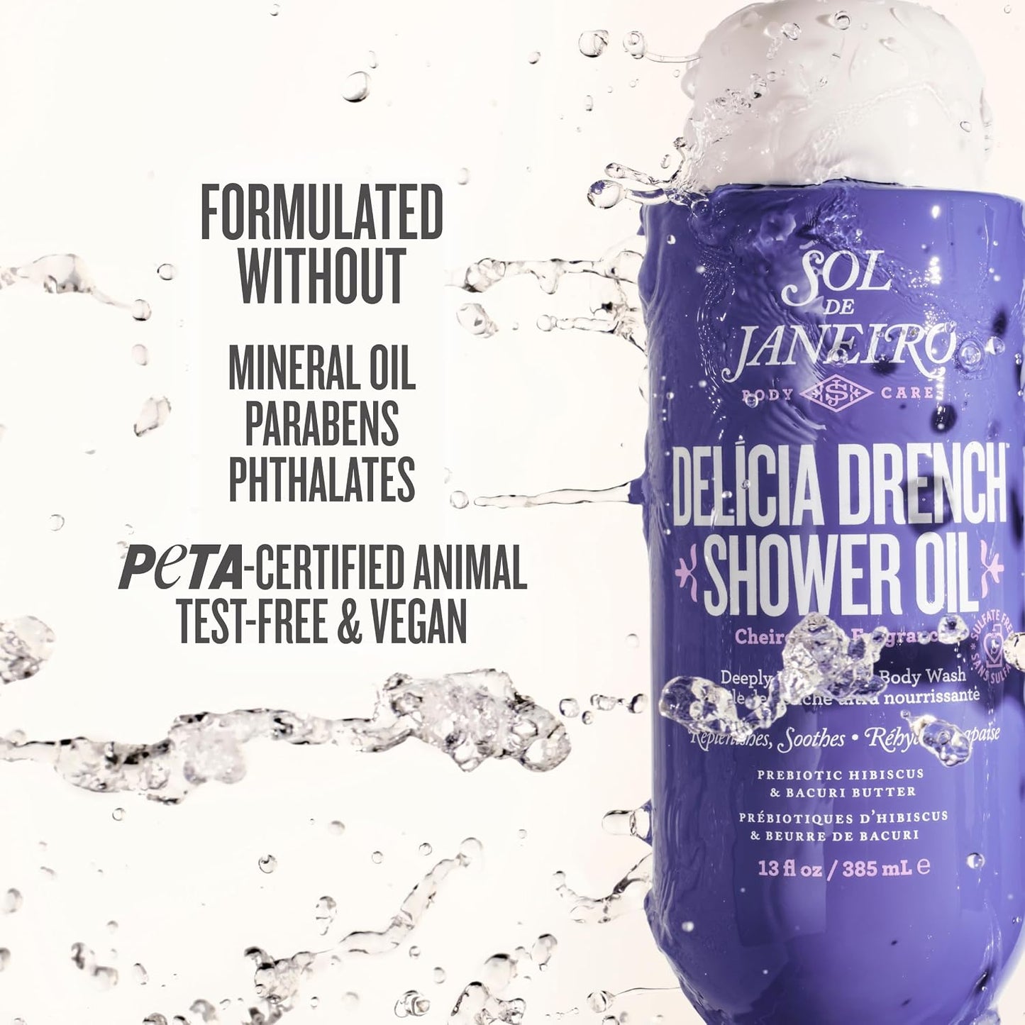 Delicia Drench Shower Oil - Deeply Nourishing Body Wash for Soft Skin | 10 Fl Oz