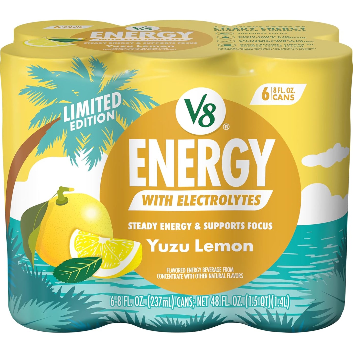 V8 Energy Peach Mango Energy Drink - 8 Fl Oz Can | 24 Pack of Refreshing Energy Boost