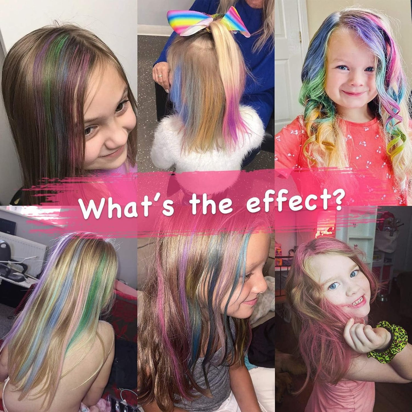 Vibrant Hair Chalk for Kids - Washable Temporary Color Set | 8 Non-Toxic Shades for Dark Hair