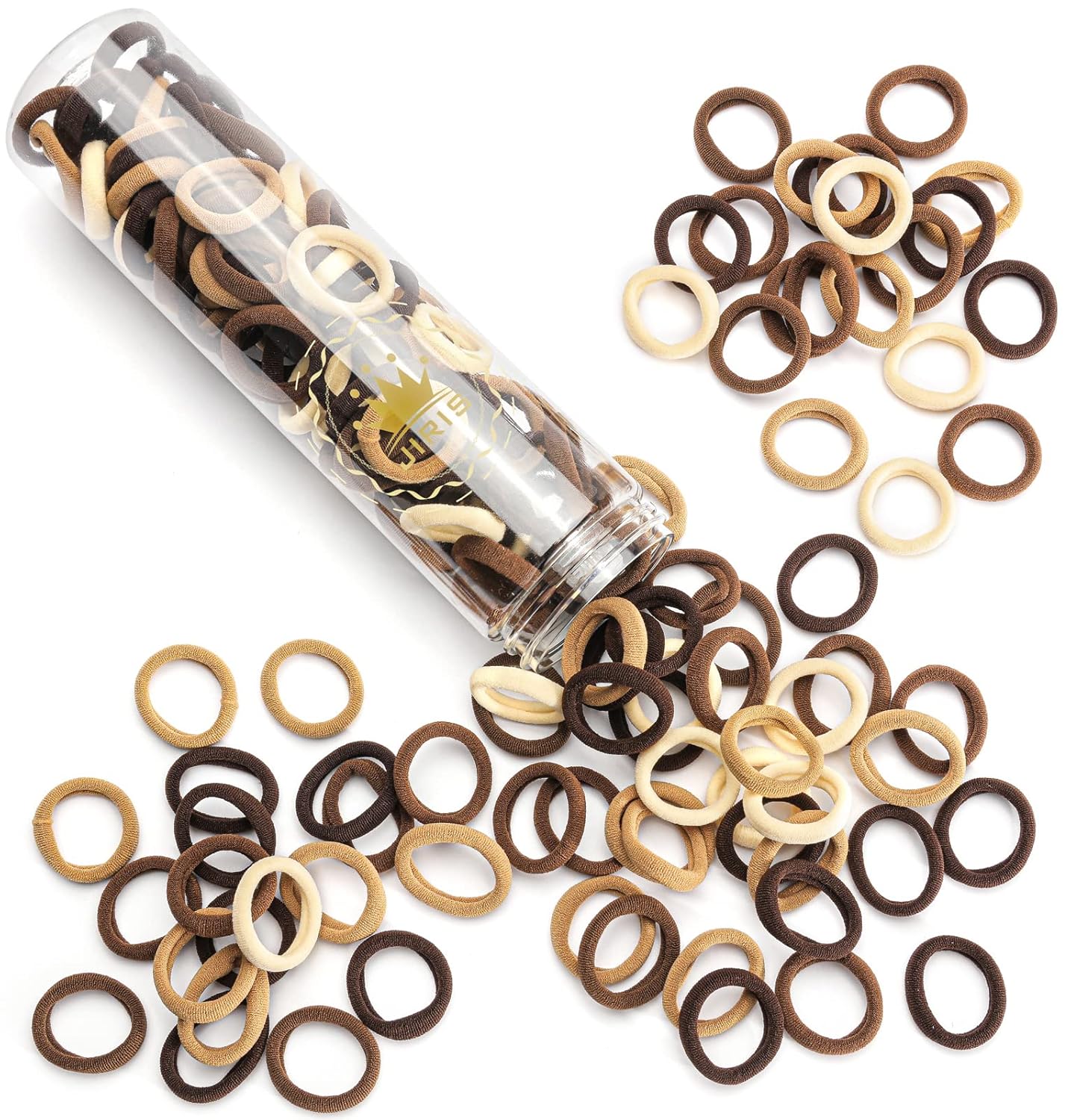 Brown Cotton Hair Ties - 100PCS Thick Elastic Ponytail Holders | No Crease, No Damage for Women & Kids
