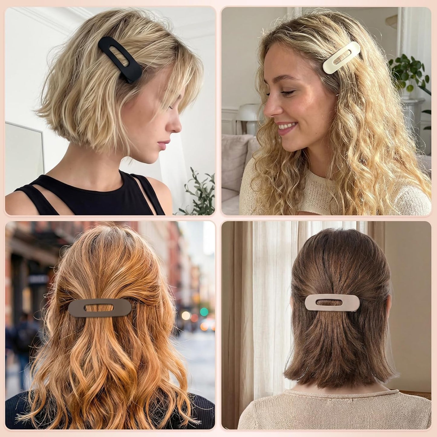 15 Pcs Small Flat Hair Clips - 3.1 Inch Medium Claw Clips for Short Thin Hair | 5 Natural Colors